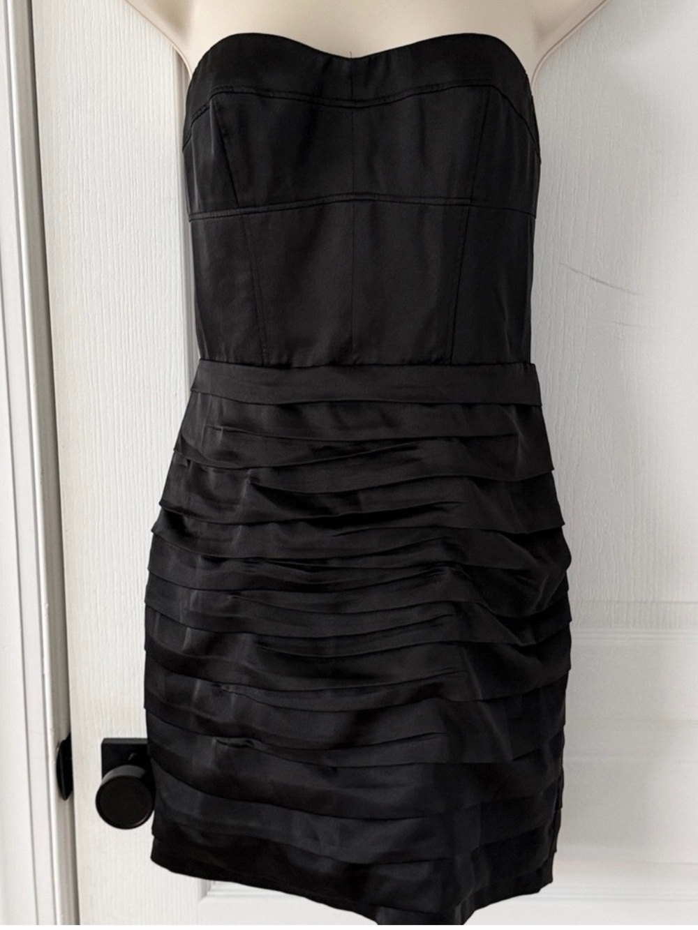 Express Black Satin Strapless Dress | Bodycon Cocktail Mini | Size 6